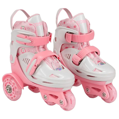 Роликовые коньки + защита 27-30р Cosmoride Honey  бело-розовые 1